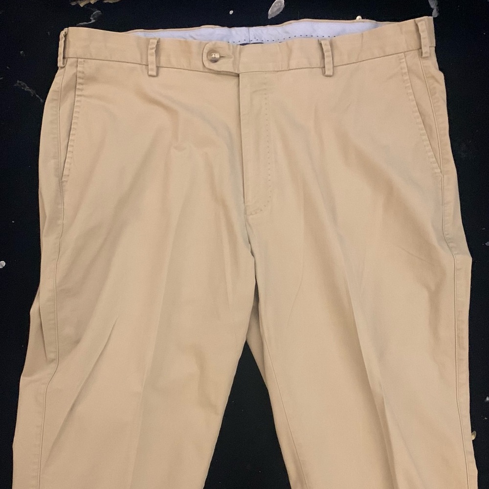 PETER MILLAR Plain Front Cream Colored  Supima Cotton Dressy Khakis